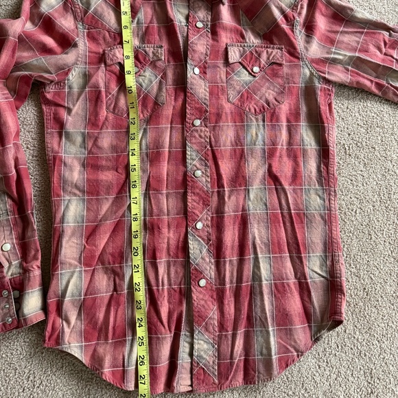 Ralph Lauren Double RL Red Beige Plaid Western Pearl Snap Cowboy Shirt Size Sm - Picture 5 of 5